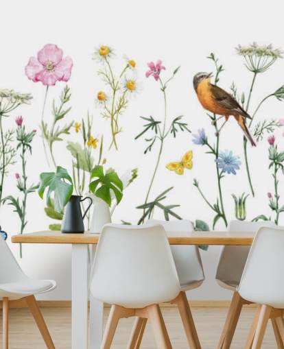 Illustrerad äng blommor Bakgrund Illustrerad äng blommor Bakgrund