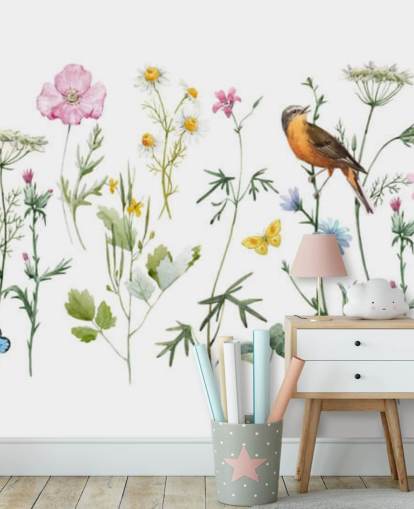 Illustrerad äng blommor Bakgrund Illustrerad äng blommor Bakgrund