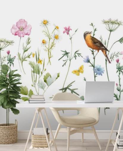 Illustrerad äng blommor Bakgrund