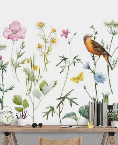 Illustrated Meadow Flowers Wallpaper Illustrated Meadow Flowers Wallpaper