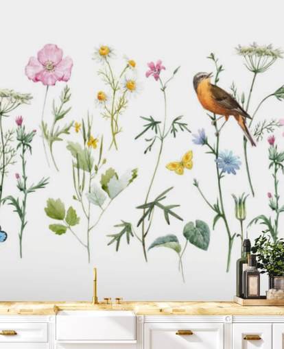 Illustrierte Wiese Blumen