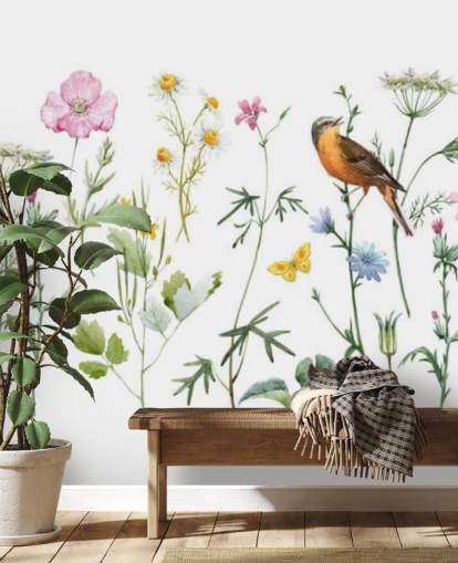 Papel de Parede Ilustrado Prado Flores