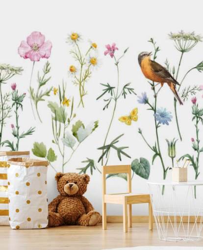 Papel de Parede Ilustrado Prado Flores