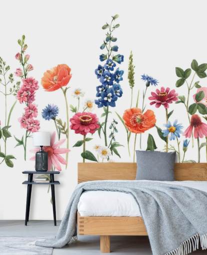 papier peint de fleurs de prairie colorées papier peint de fleurs de prairie colorées