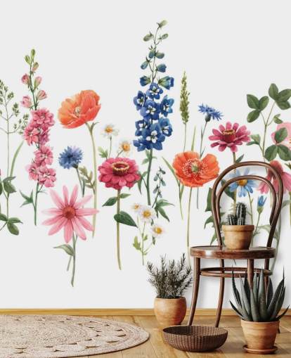 kleurrijke weide bloemen behang