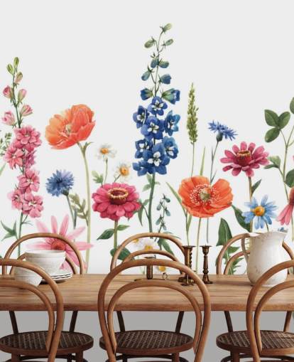 kleurrijke weide bloemen behang