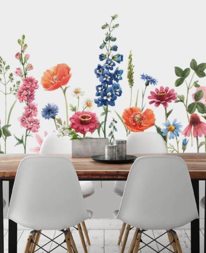 papel pintado de flores de prado colorido