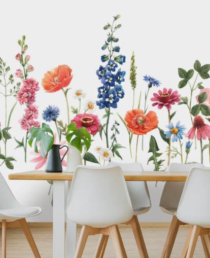 carta da parati fiori colorati prato