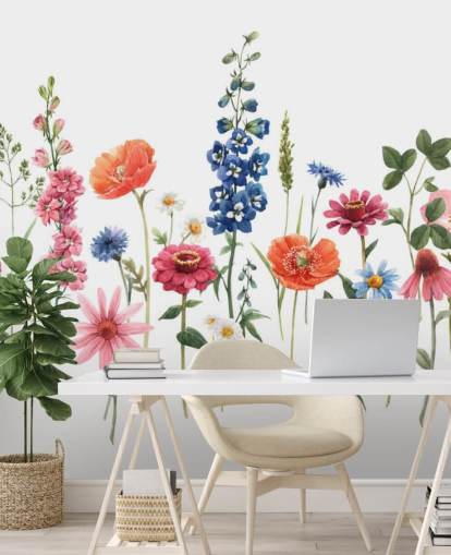 farverige eng blomster tapet