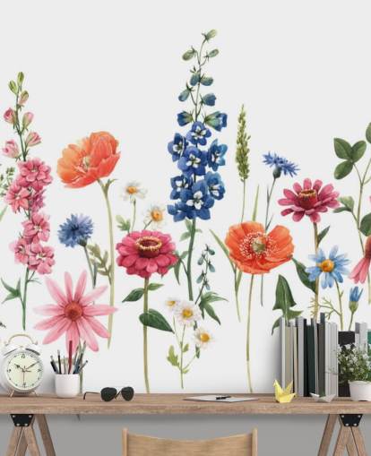 bunte Wiese Blumen Tapete