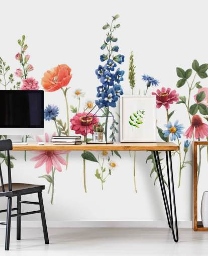 fargerike eng blomster tapet