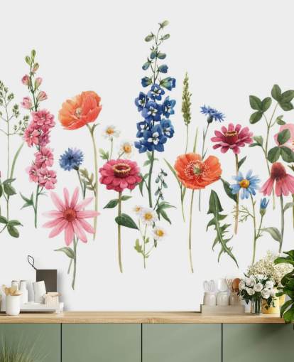 carta da parati fiori colorati prato