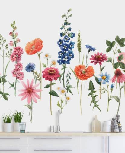 colourful meadow flowers wallpaper