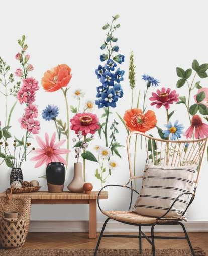 papel pintado de flores de prado colorido
