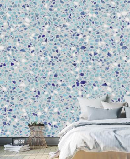 carta da parati terrazzo blu