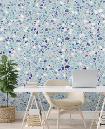 papier peint terrazzo bleu