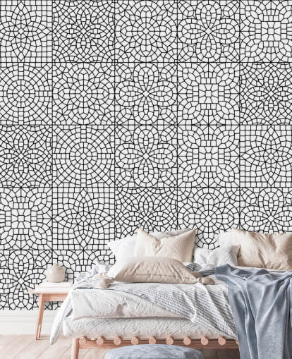 Black and White Mosaic Tile Wall Mural