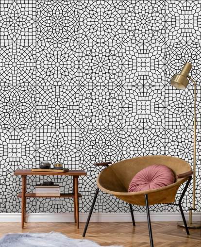 Décoration murale en mosaïque noire et blanche Décoration murale en mosaïque noire et blanche