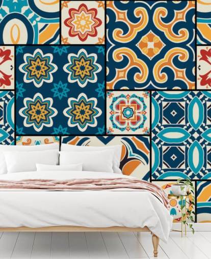 Orange and Blue Tiles Wallpaper Orange and Blue Tiles Wallpaper