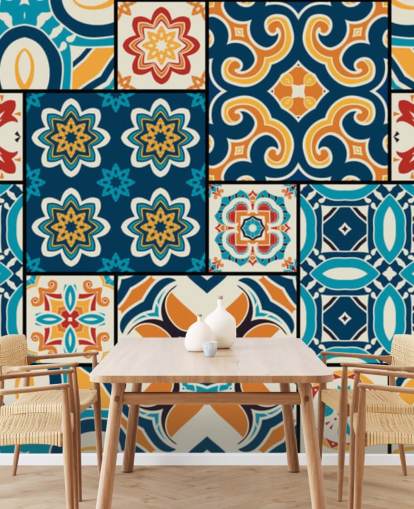 Orange and Blue Tiles Wallpaper Orange and Blue Tiles Wallpaper