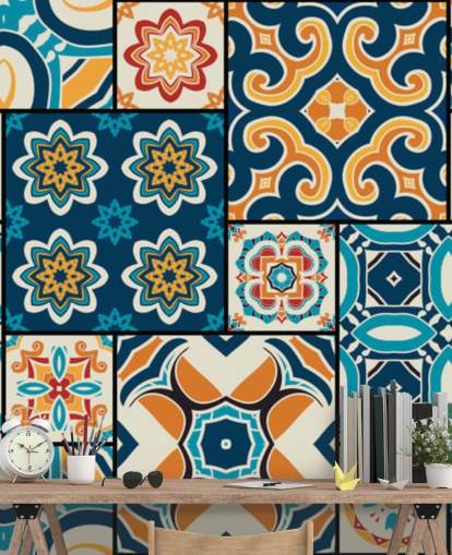 Orange and Blue Tiles Wallpaper Orange and Blue Tiles Wallpaper