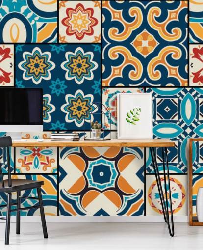 Orange and Blue Tiles Wallpaper Orange and Blue Tiles Wallpaper