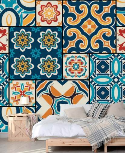 Orange and Blue Tiles Wallpaper Orange and Blue Tiles Wallpaper