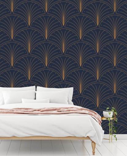 dark blue vintage pattern wallpaper