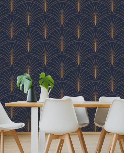 dark blue vintage pattern wallpaper