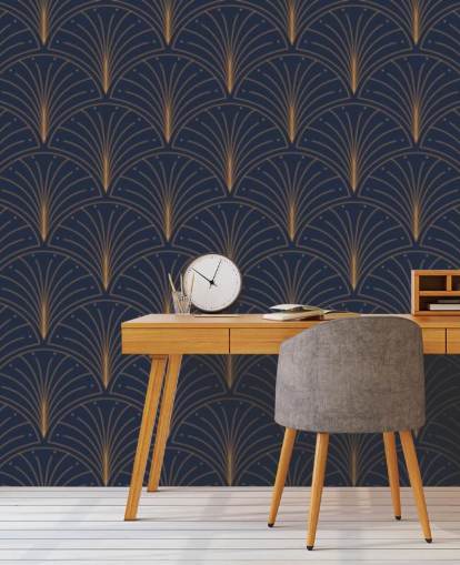dark blue vintage pattern wallpaper