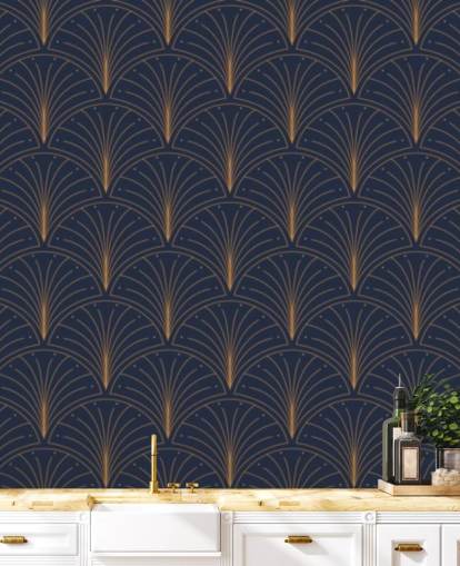 dark blue vintage pattern wallpaper