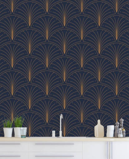 dark blue vintage pattern wallpaper