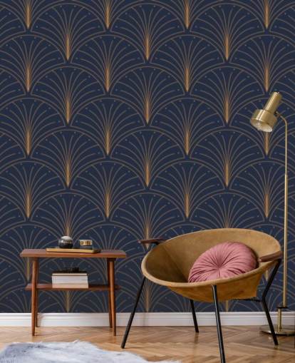 dark blue vintage pattern wallpaper