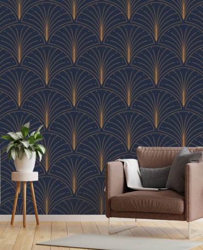 dark blue vintage pattern wallpaper