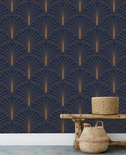 dark blue vintage pattern wallpaper
