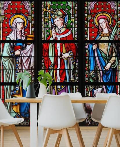 Värikäs Saints lasimaalaus ikkuna taustakuva