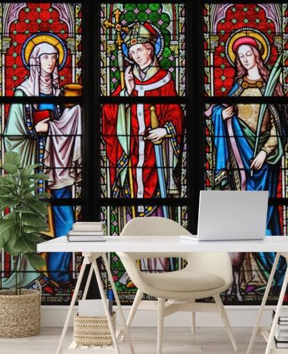 Colourful Saints Stained Glass Window Wallpaper