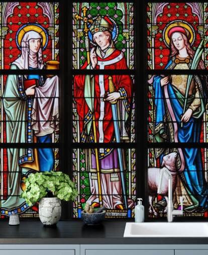Colourful Saints Stained Glass Window Wallpaper Colourful Saints Stained Glass Window Wallpaper