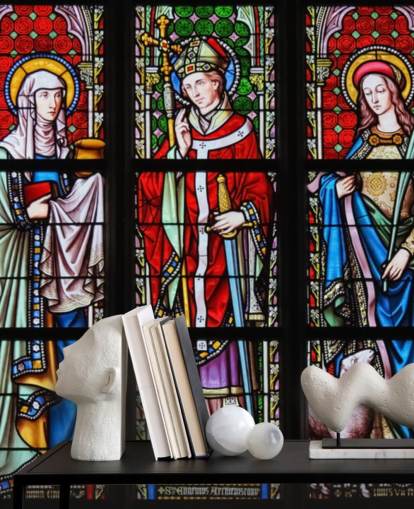Colourful Saints Stained Glass Window Wallpaper