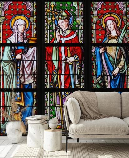 Saints Stained Glass Church Wallpaper