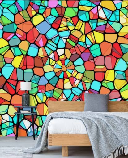 Farverige Geometrisk Glasmosaik Farverige Geometrisk Glasmosaik