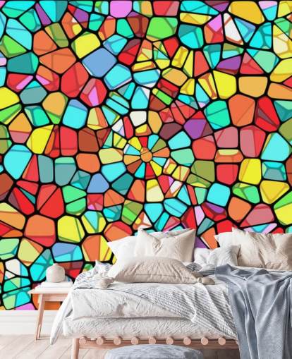 Colourful Geometric Stained Glass Window 