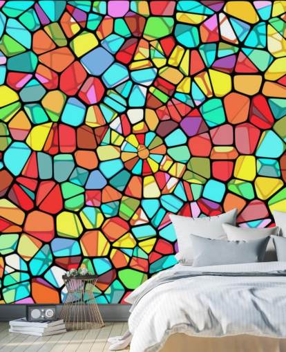 Colourful Geometric Stained Glass Window 