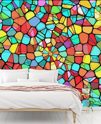 Colourful Geometric Stained Glass Window Colourful Geometric Stained Glass Window