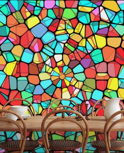 Farverige Geometrisk Glasmosaik 