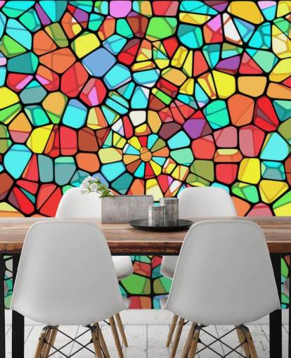 Colourful Geometric Stained Glass Window Colourful Geometric Stained Glass Window
