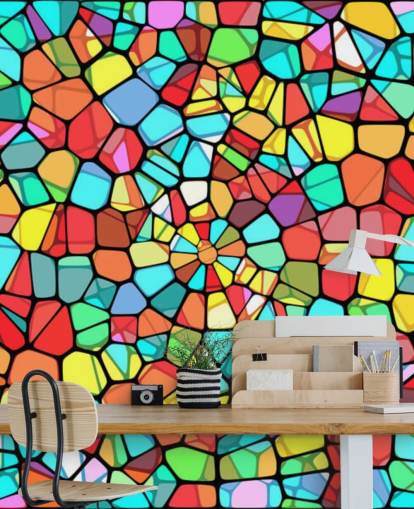 Vitral geométrico colorido Vitral geométrico colorido