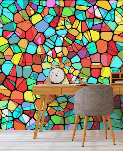 Colourful Geometric Stained Glass Window 