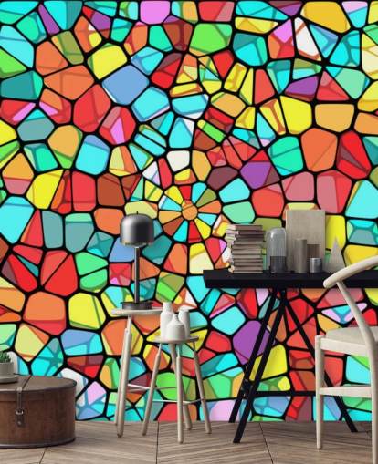 Vidriera geométrica colorida 