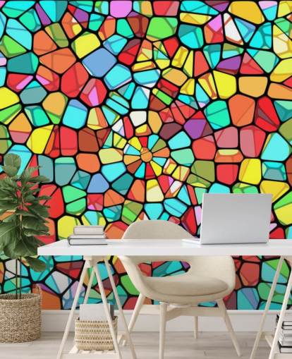 Buntes geometrisches Buntglasfenster Buntes geometrisches Buntglasfenster